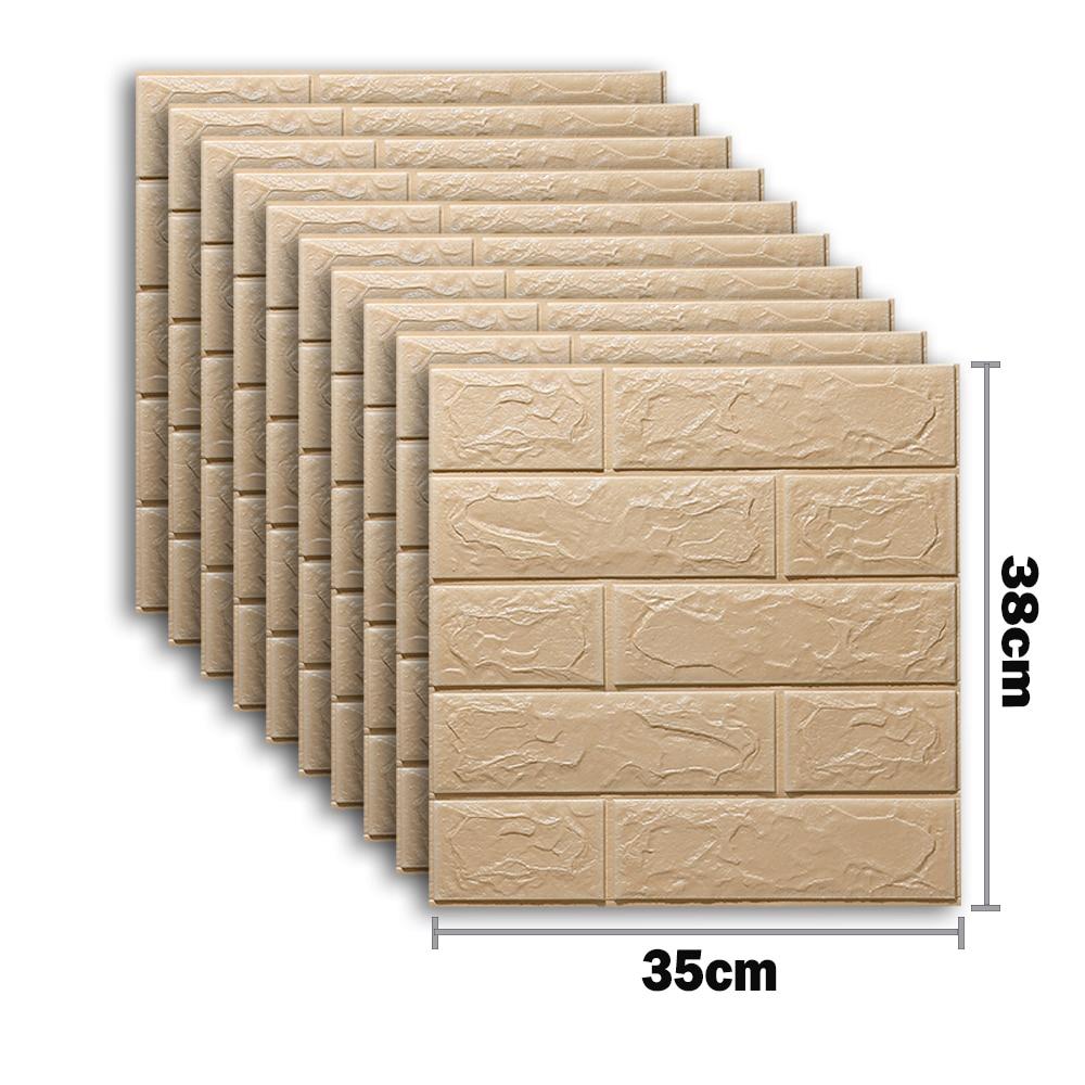 10pcs 3D Foam Wall Sticker Panels Brick Waterproof Adhesive Wallpaper Living Room Bedroom Home House Bathroom Decor