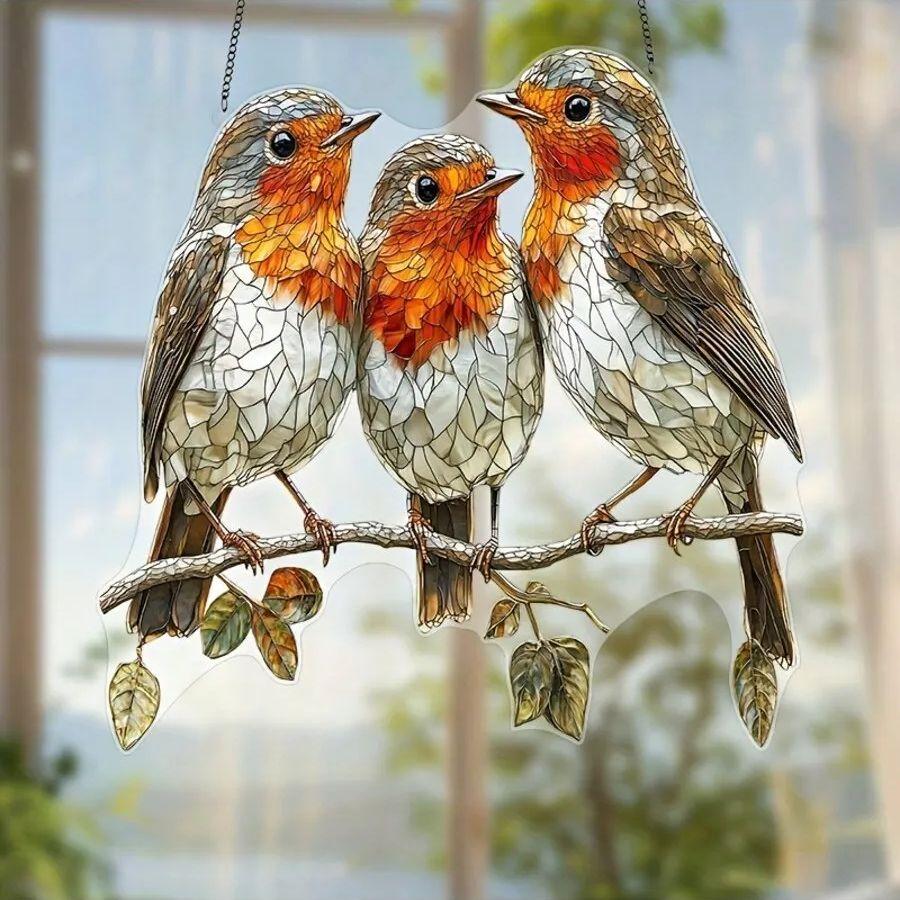 1pcs Three Little Bird Pendant, Artistic Decoration for Bedroom, Garden, and Courtyard - Ideal Gift for Friends and Family