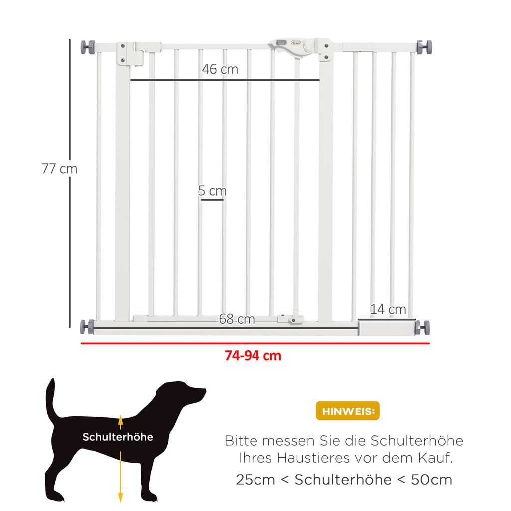 Adjustable Safety Gate w/ One Extensions, Four Adjustable Screws, White