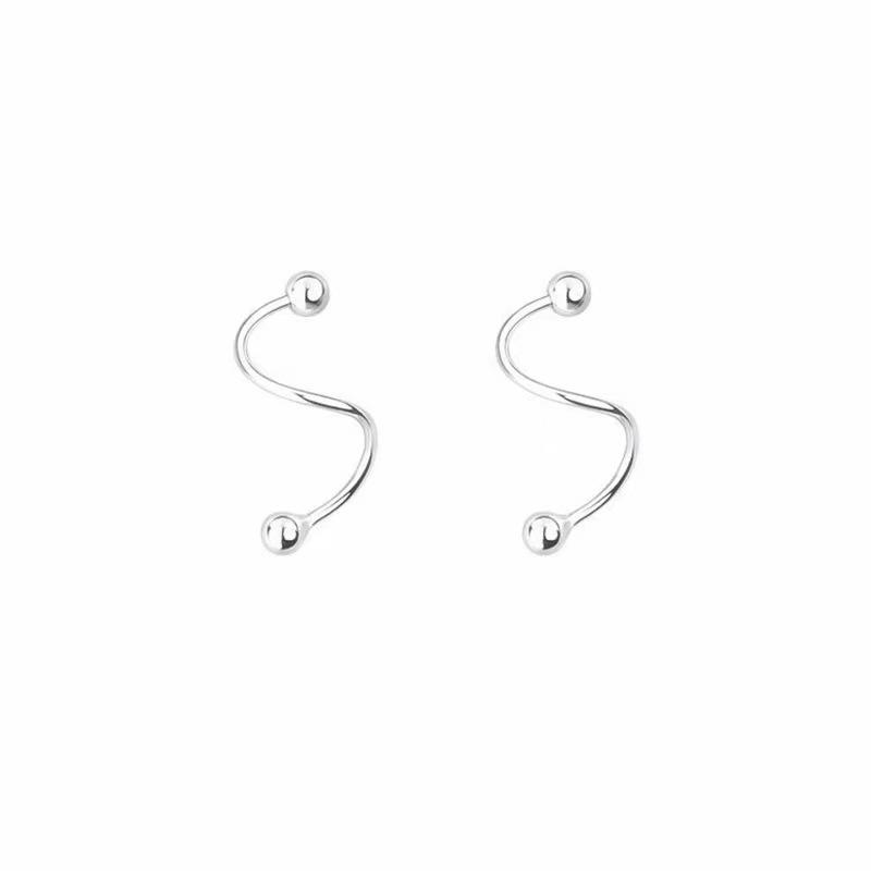 2024 Trendy 999 Pure Silver Spring Stud Earrings for Women - Simple, Versatile, Cold Style Ear Jewelry
