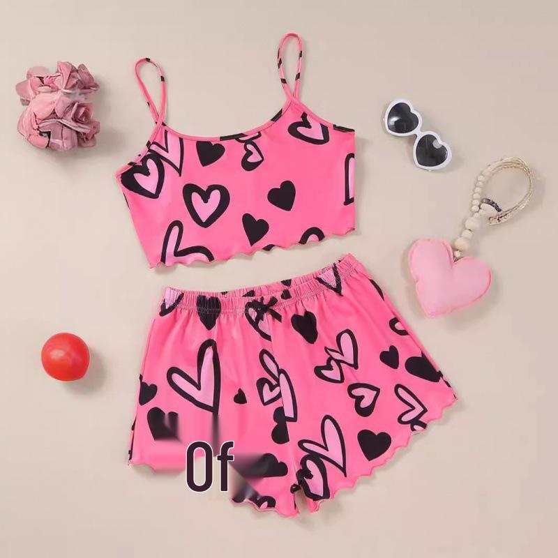 European and American Sleeveless Tank Top & Shorts Two-Piece Pajama Set for Women
