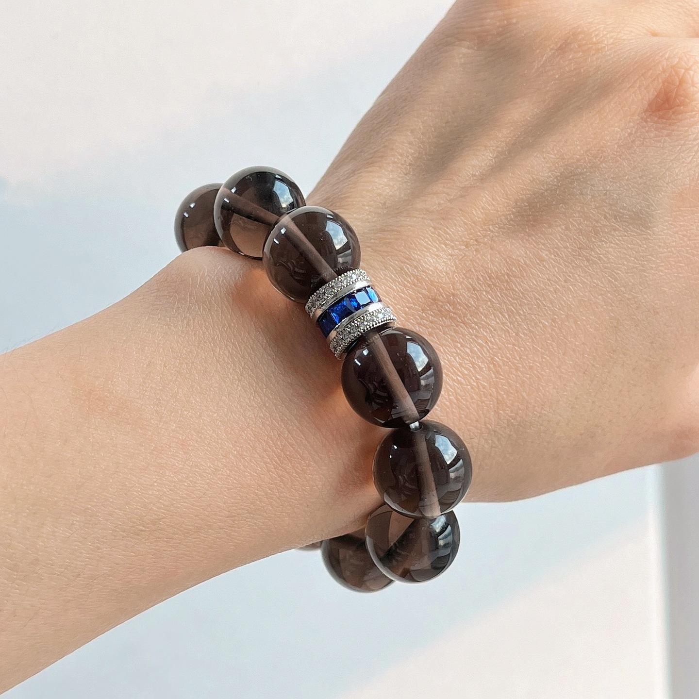 Large Particle 14Mm High Quality Vitreous Brown Ice Obsidian Permeable Bracelet Bracelet