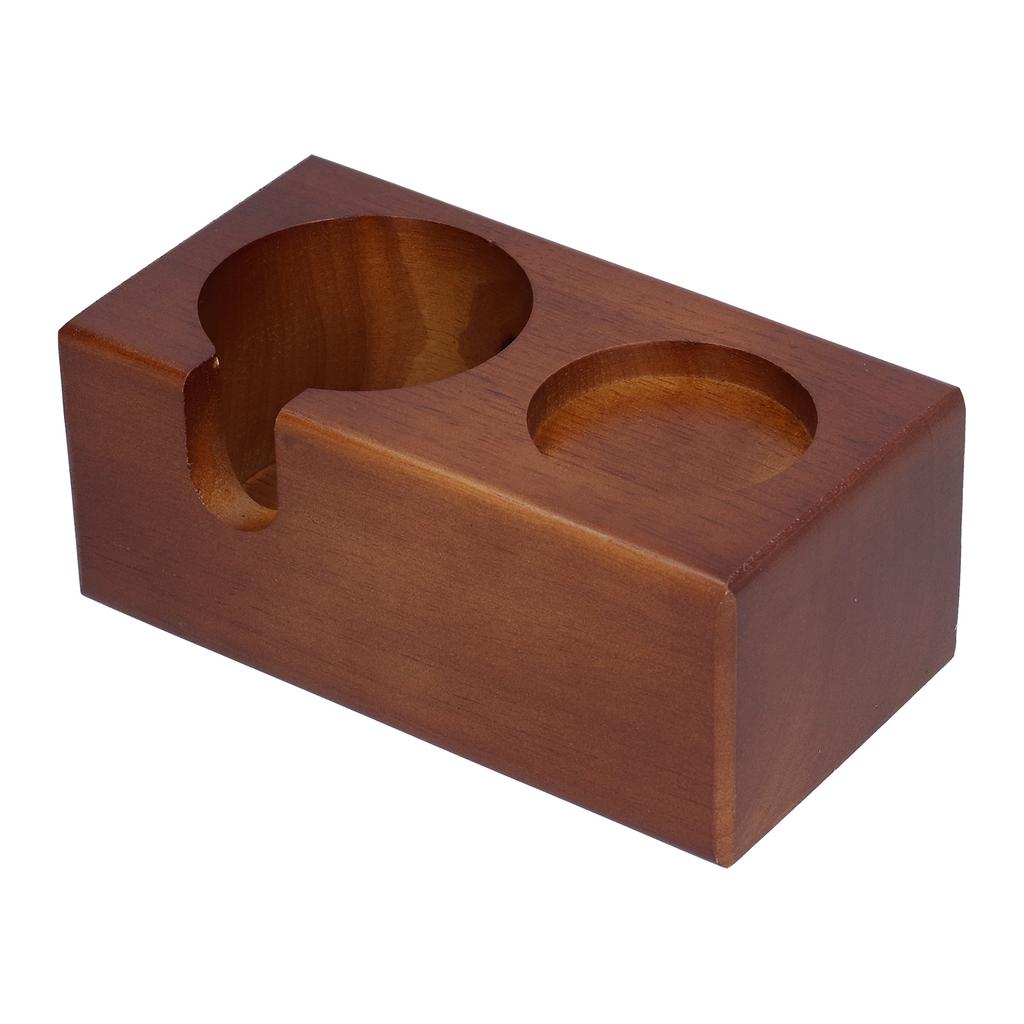 2 Hole Coffee Tamper Holder Beech Coffee Handle Mat Pad Stand for Home Restaurant(BuiltIn )