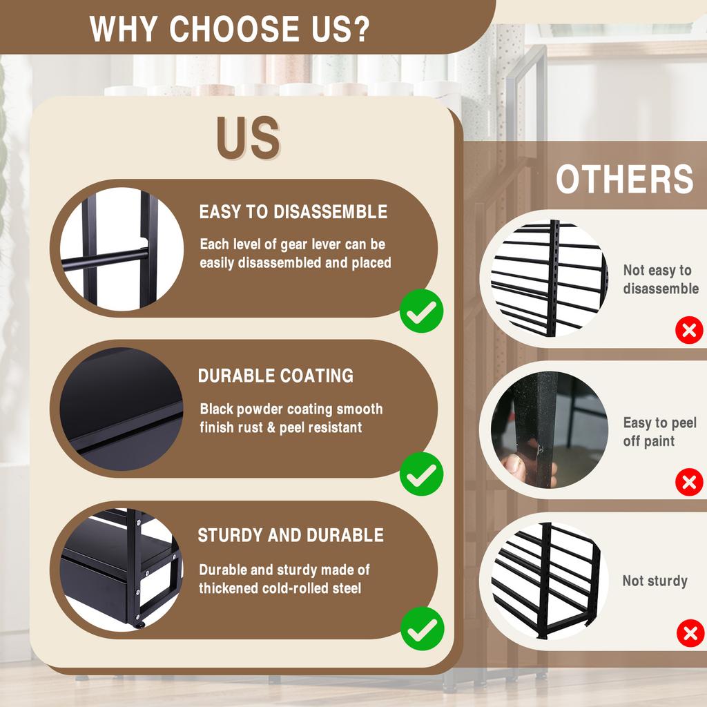 3 Tier Metal Vinyl Roll Holder Fabric Roll Storage Rack Craft Roll Storage and Organizer for Car Window Film PVC Film Tablecloth