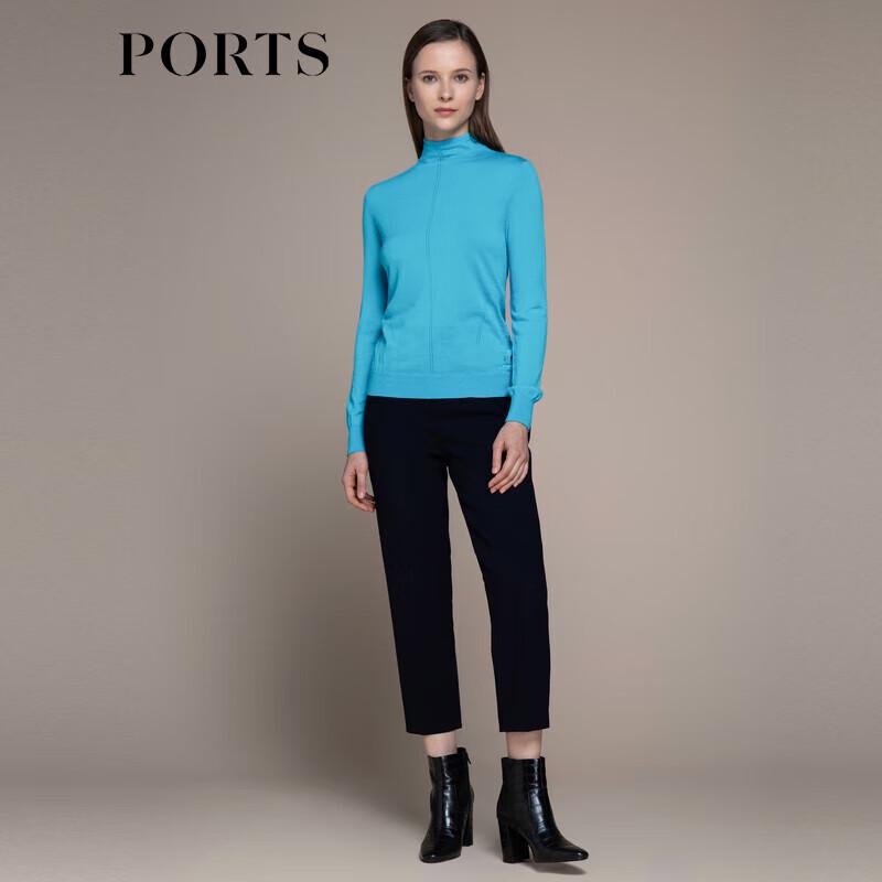 Ports Women's Striped Logo Embroidered Wool Knit Sweater