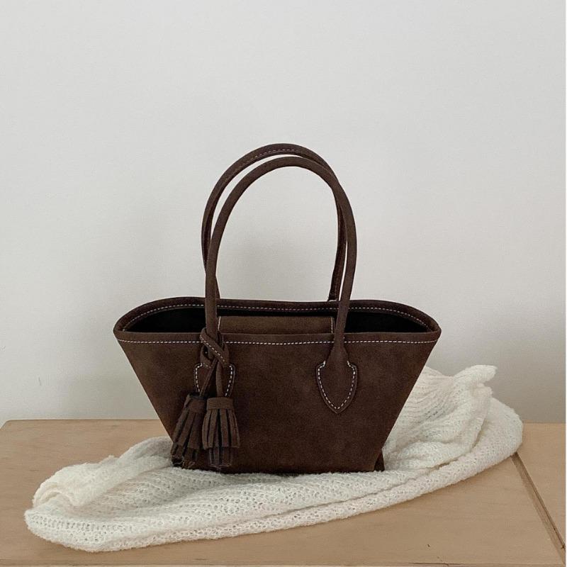

Осенне-зимняя садовая замшевая сумка, ретро-модная сумка-тоут с бахромой, нишевая новая наплечная сумка-мессенджер кофейный