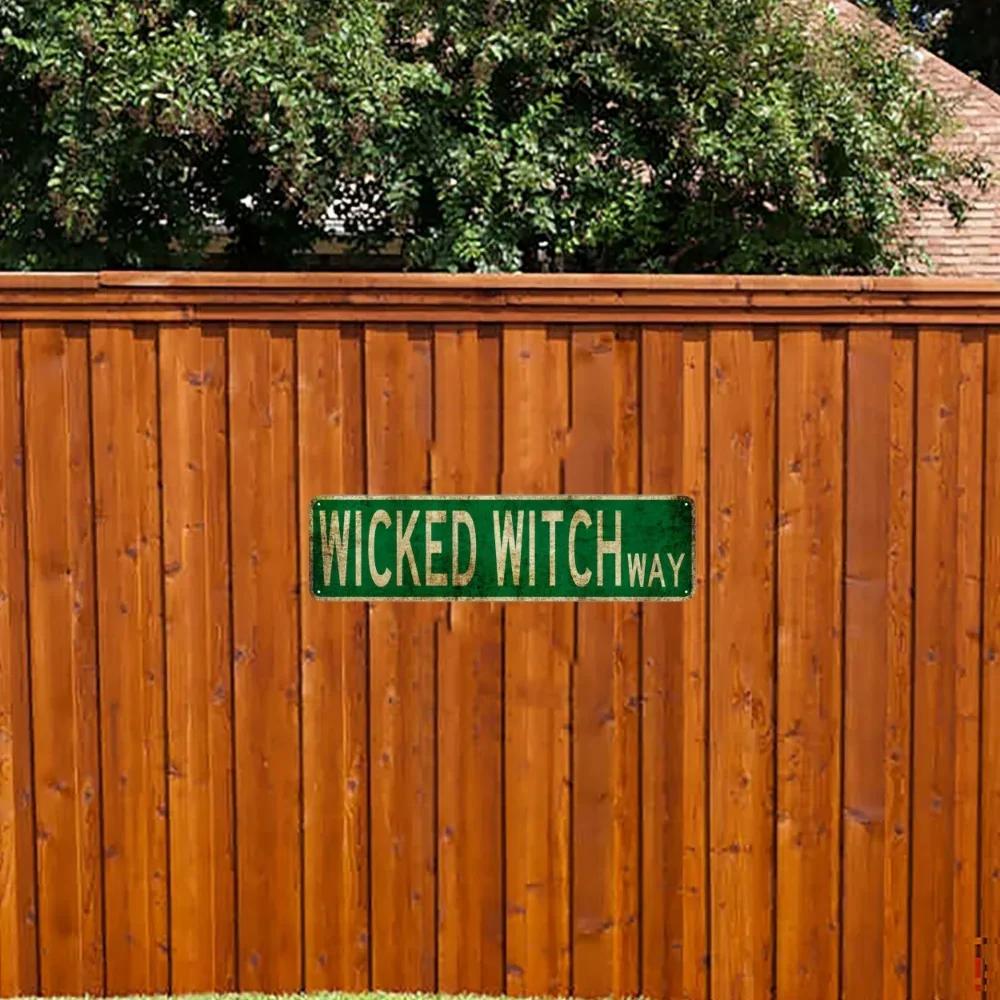 1pc, Wicked Witch Trail Metal Tin Sign (15.75"x3.94"/40x10cm), Novelty Street Sign, Home Decor, Room Decor, Wall Decor