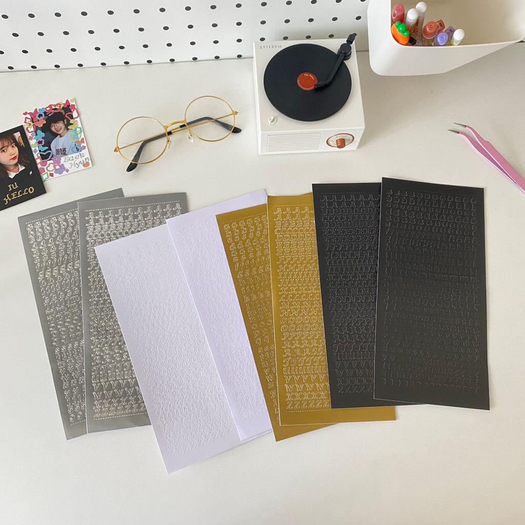 1pcs Bronzing Gold Alphabet Letter Number Stickers For Diy Idol Photo Card Album Scrapbooking Diary Sticker Korean Stationery