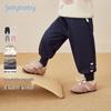 Antibacterial Girls' Fleece-Lined Sports Sweatpants: Cuffed, Casual Autumn/Winter Trousers