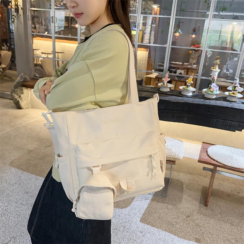 Large Capacity Commuter Shoulder Bag Women's Tote Bag Student Book Bag with Coin Purse
