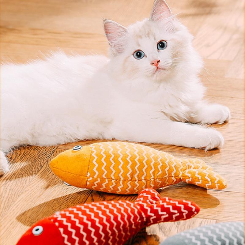 Pet Cat Toy Small Fish Shape Linen Fish Containing Catnip Toy