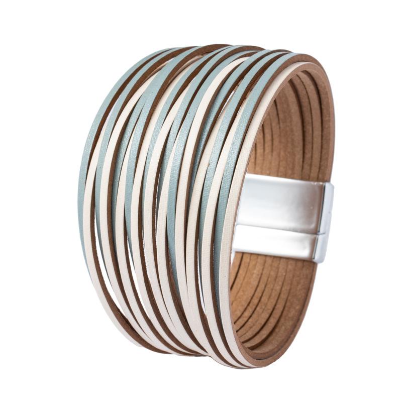 

Кожаные браслеты для женщин Многослойные полоски в стиле бохо с широкой оберткой Ювелирные аксессуары