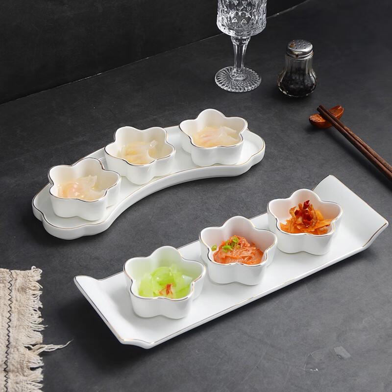 Ceramic Three-Compartment Dipping & Snack Dish