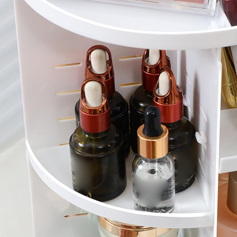 360stupňová otočná úložná krabice na make-up s velkou kapacitou, průhledný stolní organizér, domácí toaletní stolek, parfém, péče o pleť, police