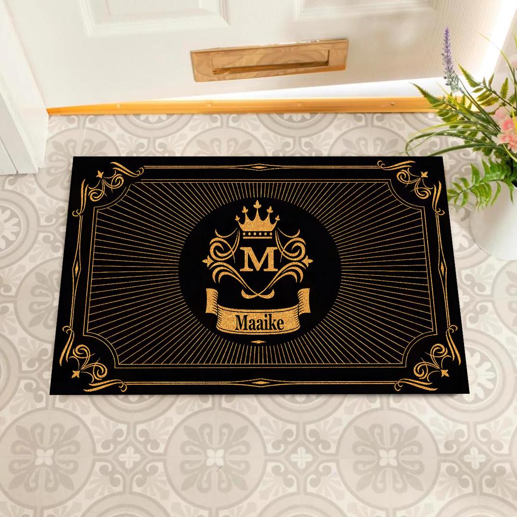 Family Name Personalized Doormat Rubber Wreath Letter Monogram Door Mat Non-Slip Entryway Rug Floor Foot Mats Home Decor