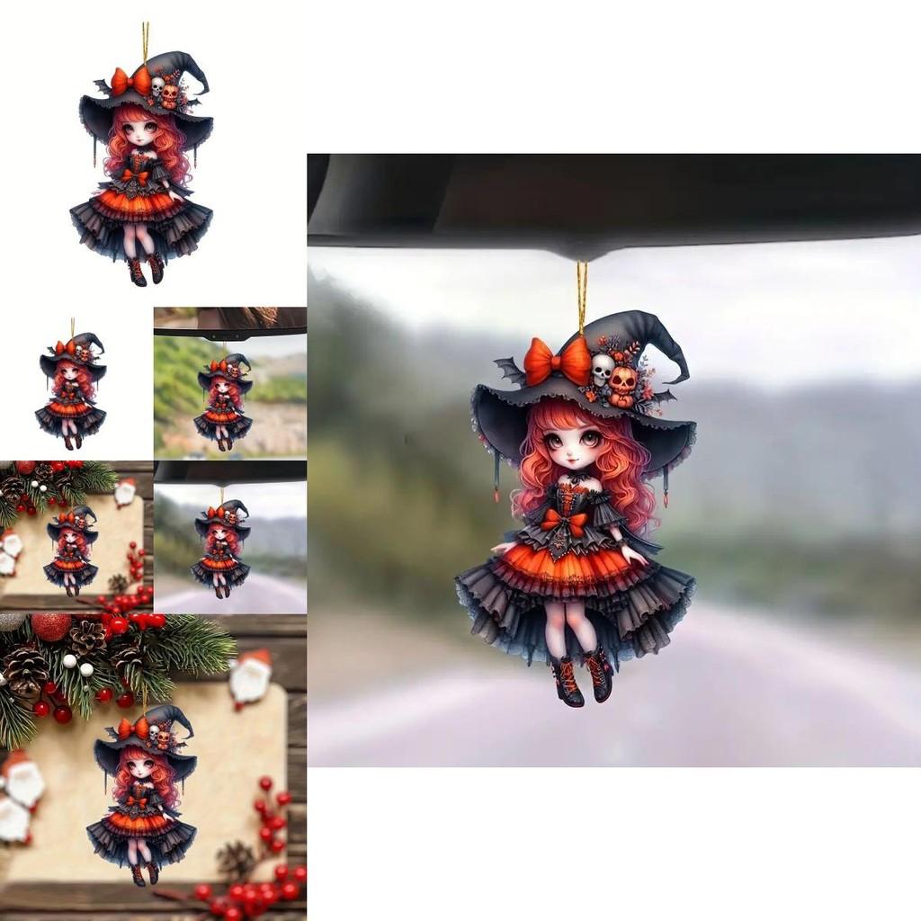 Car Decor Acrylic Girl Pendant Halloween Style Car Interior Ornament For Vehicle Decoration