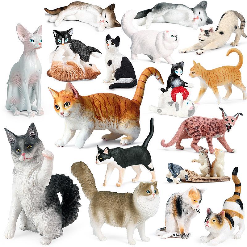 Three-Color Animal Model Plush Cat Toy - British Shorthair, Siamese, Persian, Orange, and Leopard Cat Simulation for Kids.