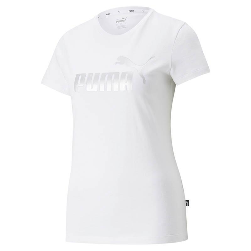 

Puma Logo Print Running Sports Crew Neck Short Sleeve T-Shirt Women Tops White 670947-02