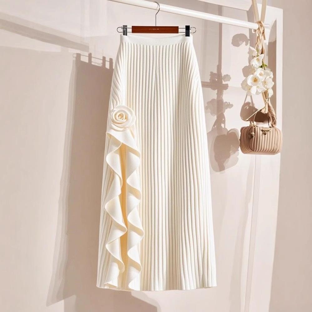 

Black French Ruffle High-Waist Midi Skirt One size fits 75-120 jin