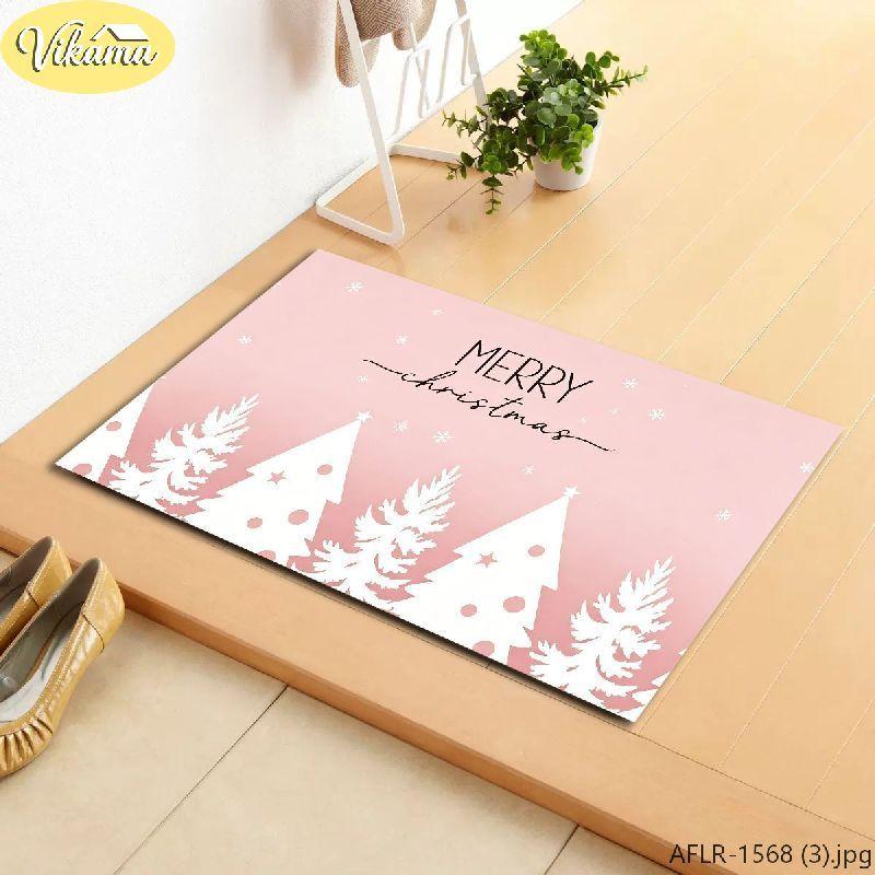 Pink Christmas Tree Doormat Machine Washable Non Slip Entryway Mat Merry Christmas Holiday Decorative Rug Home Decor