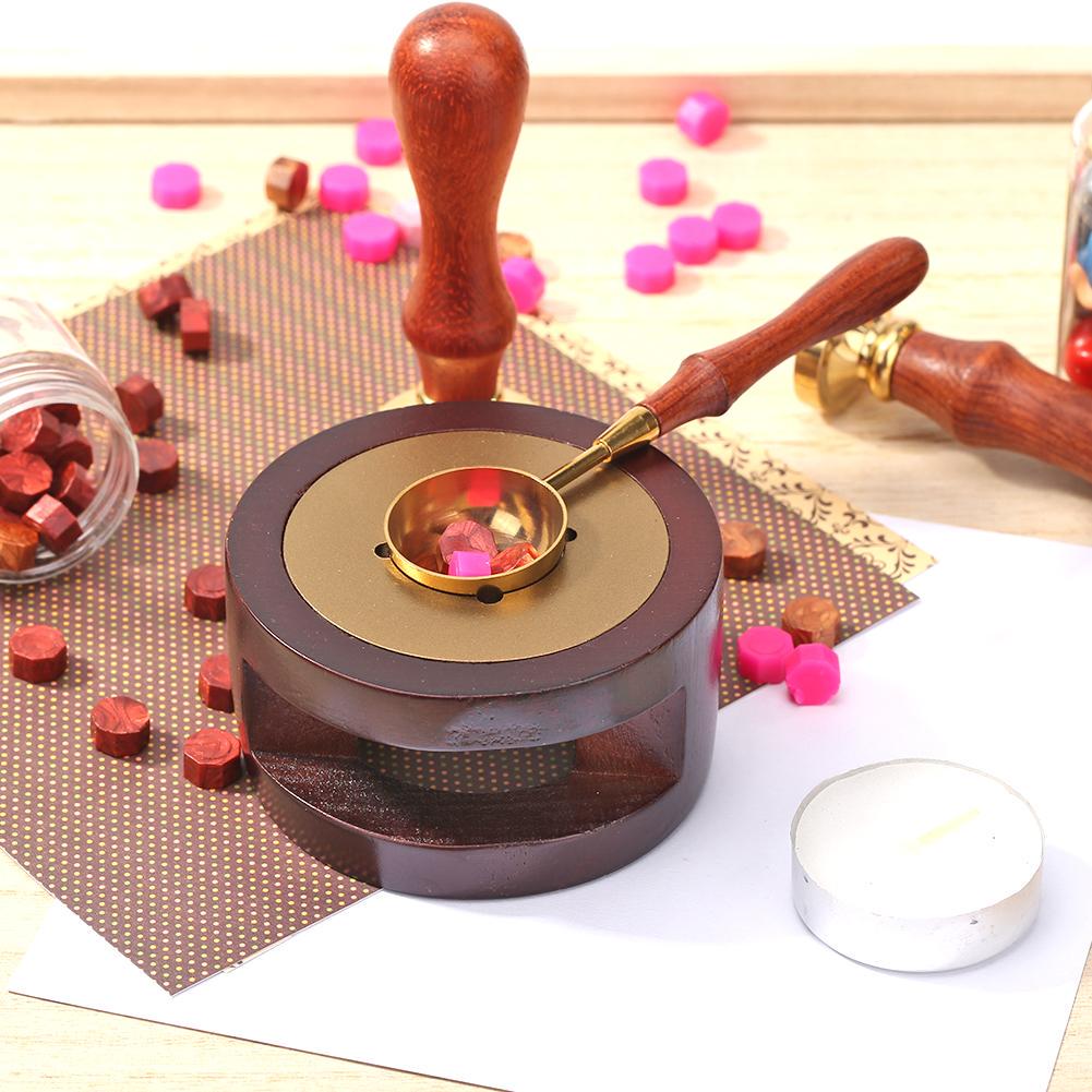 Wooden Retro Fire Warmer Sealing Wax Melting Stamp Tool Hexagon Furnace Stove Pot Wedding Xmas Decorative Accessories