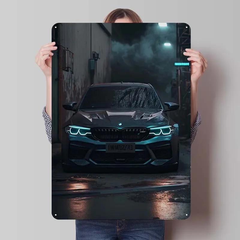 BMW Schild Oldtimer Poster Retro Metall Blechschild Plakette für Garagen Wandkunst Dekoration Kaffee Bar Vintage Heimdeko Artikel Zimmer