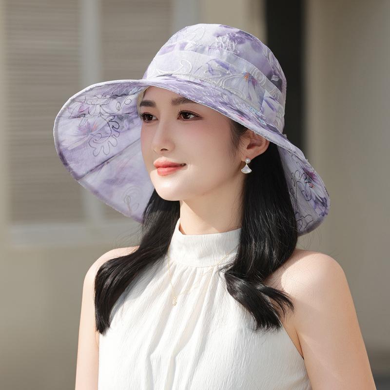Summer Hat Women's Sunshade Sun Hat Fashion Versatile Lace Bow Summer Outdoor Bucket Hat