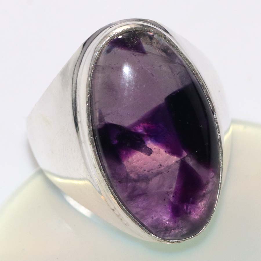 Man'S Natural Amethyst Fine Finish 925 Silver Plated Ring US 9 Handmade Gift a7g00