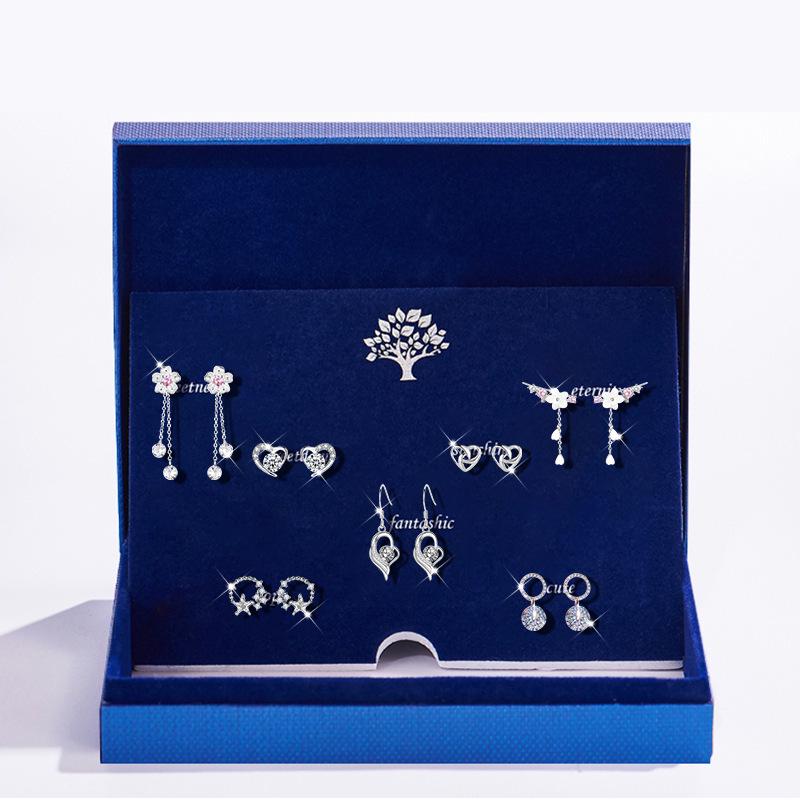 

925 Sterling Silver Stud Earrings Set: Elegant Weekly Collection, Perfect Christmas or Birthday Gift for Girls 925 Sterling Silver