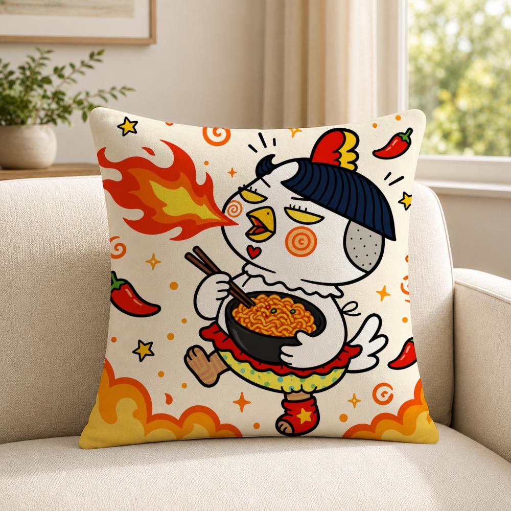 Food SSamyang BBuldak Cushion Cover Soft Short Plush SkinFriendly Cushion Case for MultiScene Use