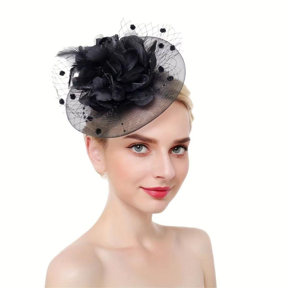 Feathers Mesh Fascinator Hat Elegant Bride Headdress Fashion Veil Hat Headwear  Wedding