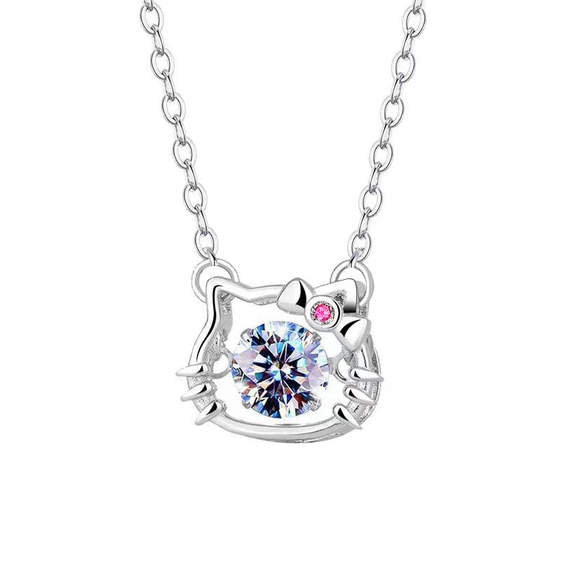 

Жемчуг Милый кулон-ожерелье серебро 925 пробы фианит класса 5A Hello Kitty Белый Подарок на годовщину Церемония поступления Церемония выпуска Совершеннолетие