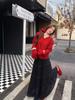 Gentle Academia Crochet Layered High-Waist Maxi Skirt for Spring/Autumn
