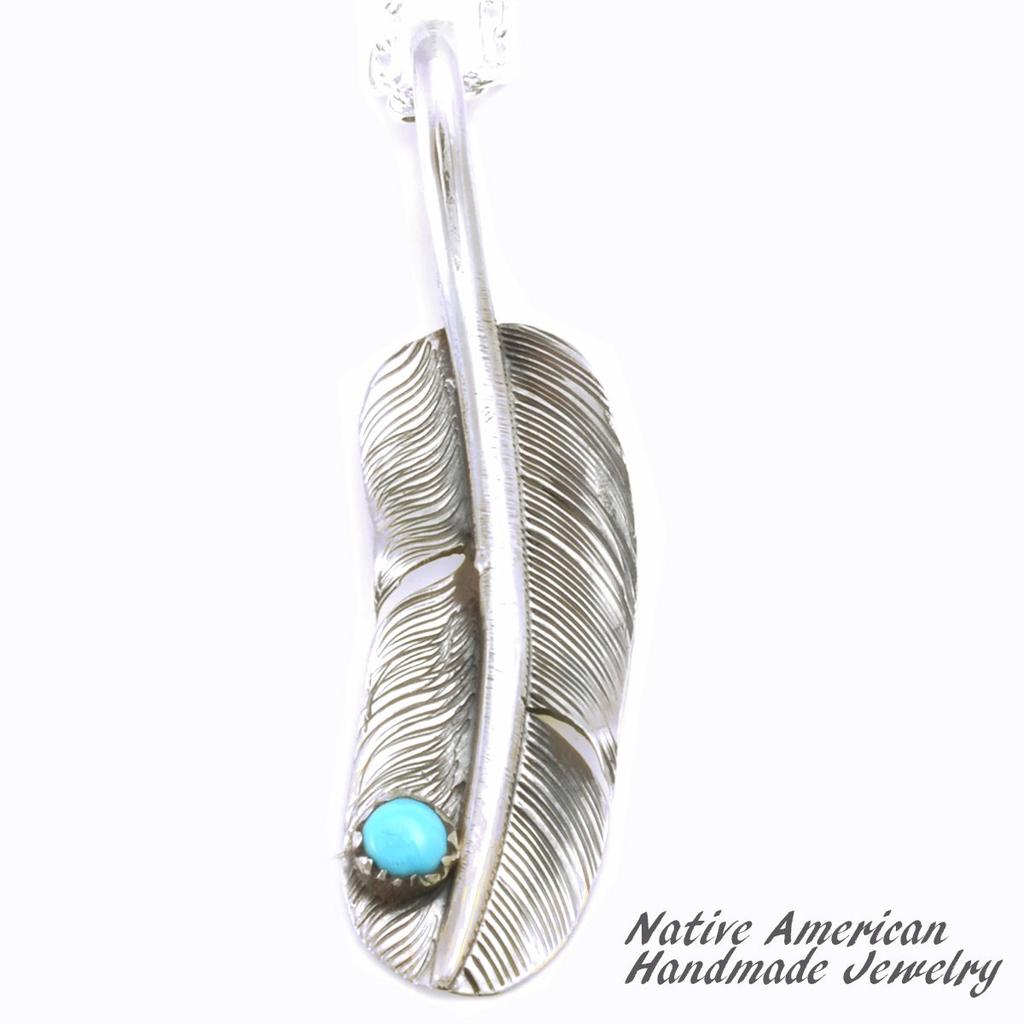 [STERLING SILVER 925] Feather Silver Necklace Pendant Chain AMTHANE-006
