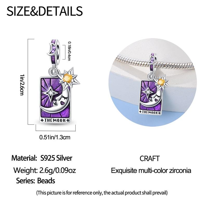 925 Sterling Silver Evil Eye Tarot Justice Star Coins Beads Sun Moon Star Lovers Pendant Charms Beads DIY Jewelry For Women