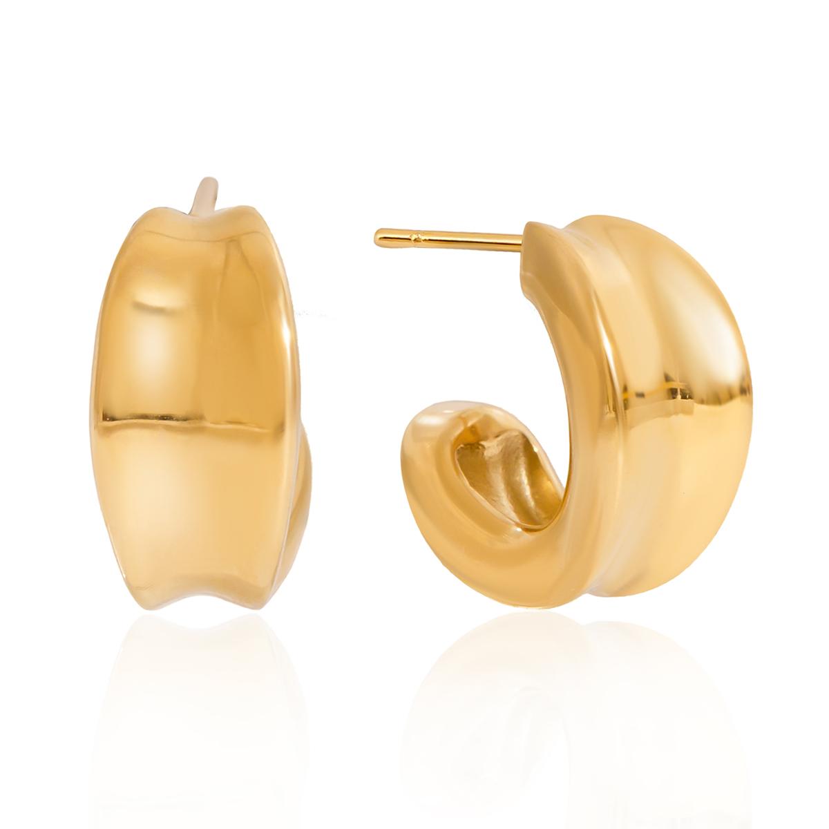 

Yori Hot Style Stainless Steel Concave C Trendy Stud Hoop Earrings 18K Gold Waterproof Plated Versatile Daily Jewelry Bijoux золотистый