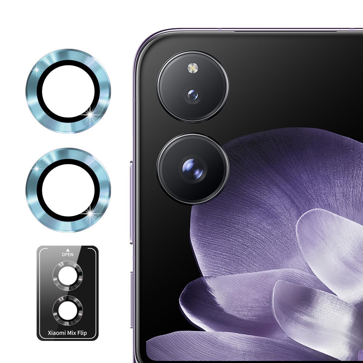 

ENKAY HAT PRINCE 1Set For Xiaomi Mix Flip 5G Camera Lens Protector Metal Ring Lens Film Blue