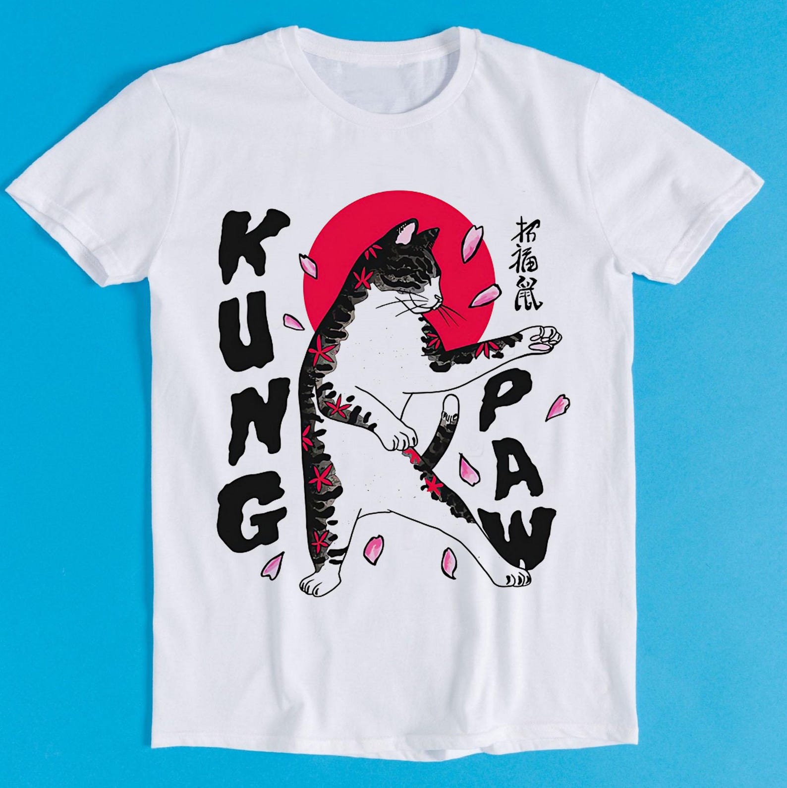Kung Fu Catzilla Paw Black Cat Kitten Pet Meme Funny Gift Tee T-Shirt K2141 S