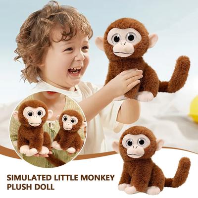 Niedliche sitzende Affenpuppe mit großen Augen, Simulation sitzender kleiner Affe, Plüschpuppe, Zoo-Geschenk, Kinderspielzeug