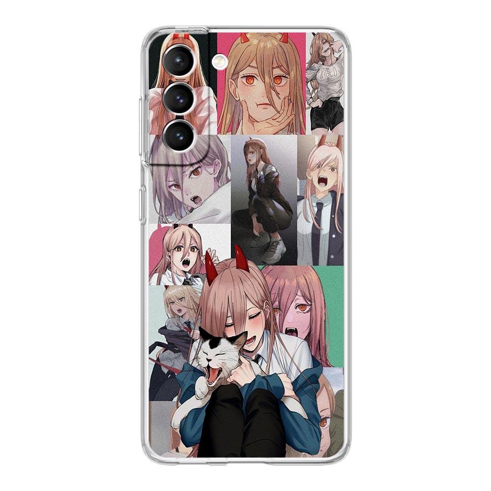 

Чехол для телефона с изображением аниме Power Chainsaw Man для Samsung Galaxy S22 5G S20 Ultra S21 FE 5G S10E S9 S8 S10 Plus Note 20 10, прозрачный чехол S22 Plus 5G