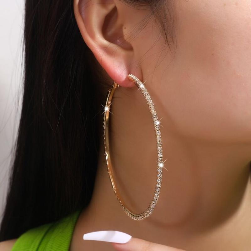 

Серьги-кольца с декором из стразов one-size золотой