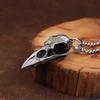 Punk Vintage Viking Crow Head Bird Skull Pendant For Men Stainless Steel Animal Chain Necklaces Fashion Jewelry Gifts