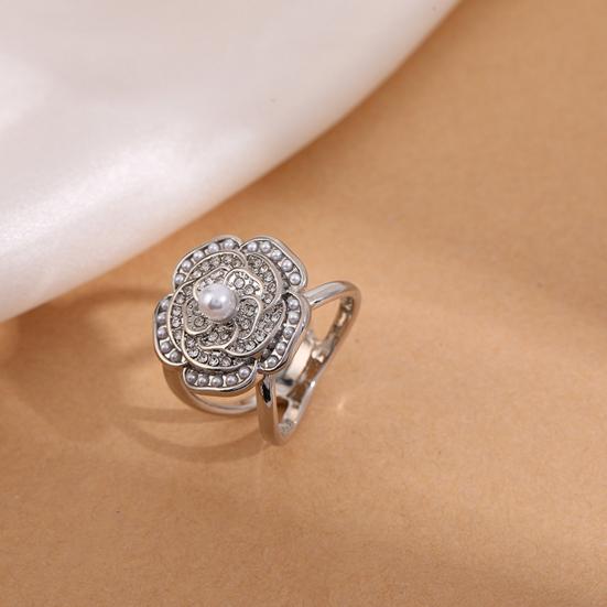Flower Scarf Ring Clip for Women Rhinestone Floral Belt Scarf Buckle Faux Pearl Clothes Slides Ring for Clothing Shirt Shawl Accessory