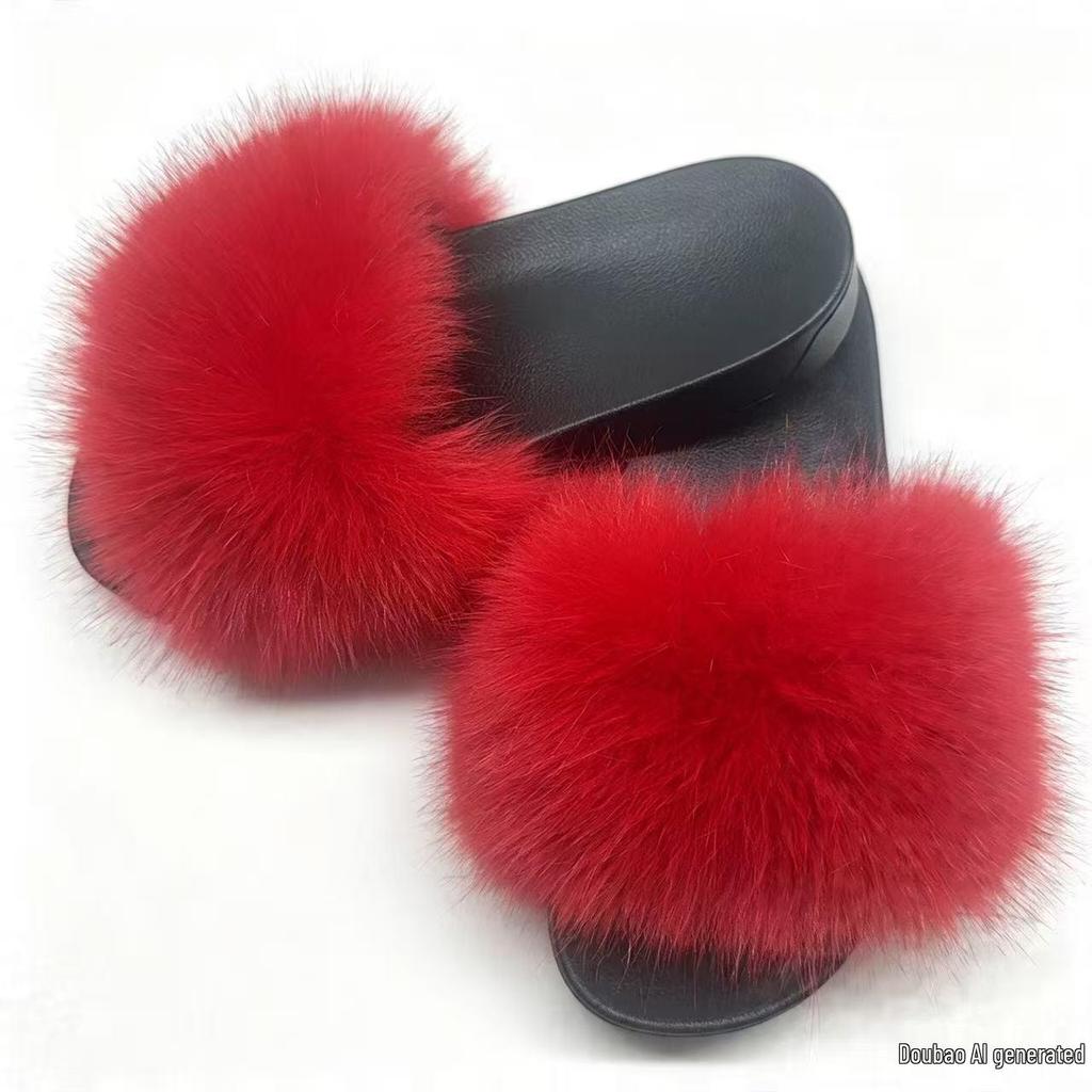 2026 Korean Summer Women's Fashion Slippers: Comfortable, Non-slip, Single Strap, Furry, Casual, Outdoor Wear.
