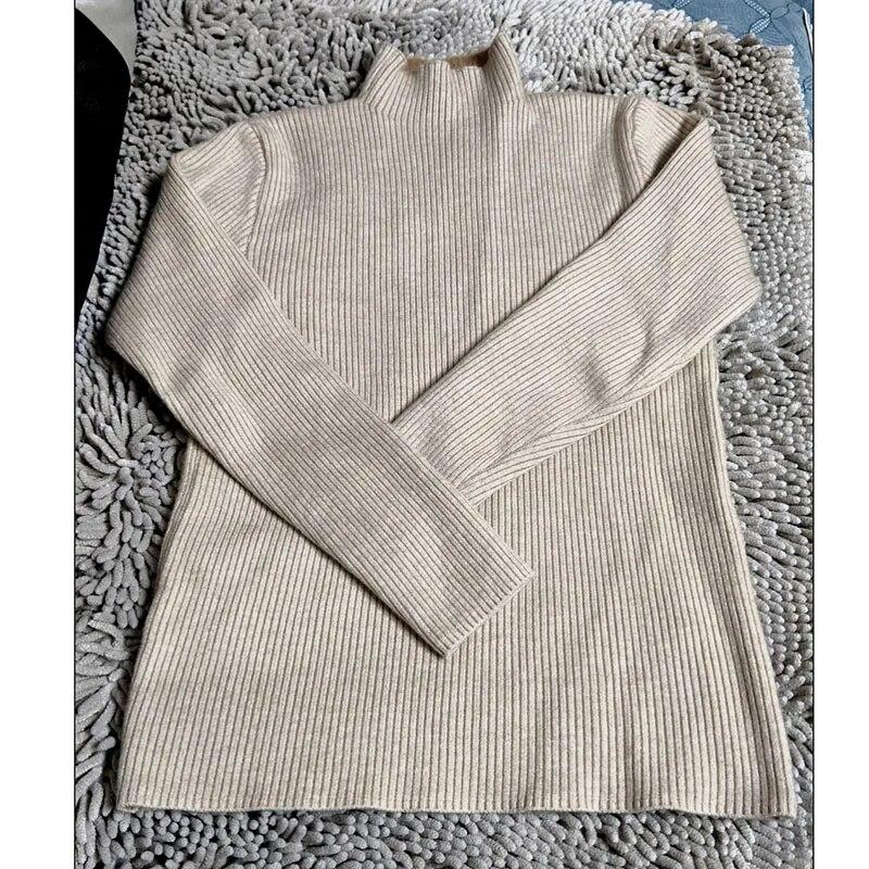 Plush Thicken Knitwear Women's Half High Neck Sweater Slim Top Warm Base Shirt Commuting Simple Casual Autumn Winter Pull Jumper