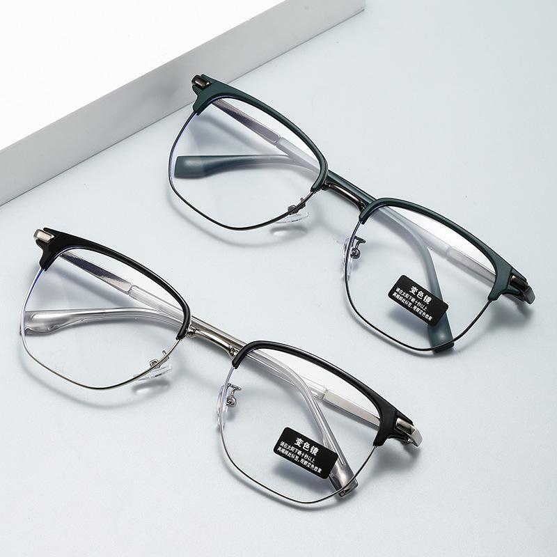 Eyebrow Frame Men'S Trendy Ruffian Handsome Anti-Blue Light Discoloration Anti-Radiation Plain Frame Polytechnic Flat Glasses Men'S Myopia Glasses