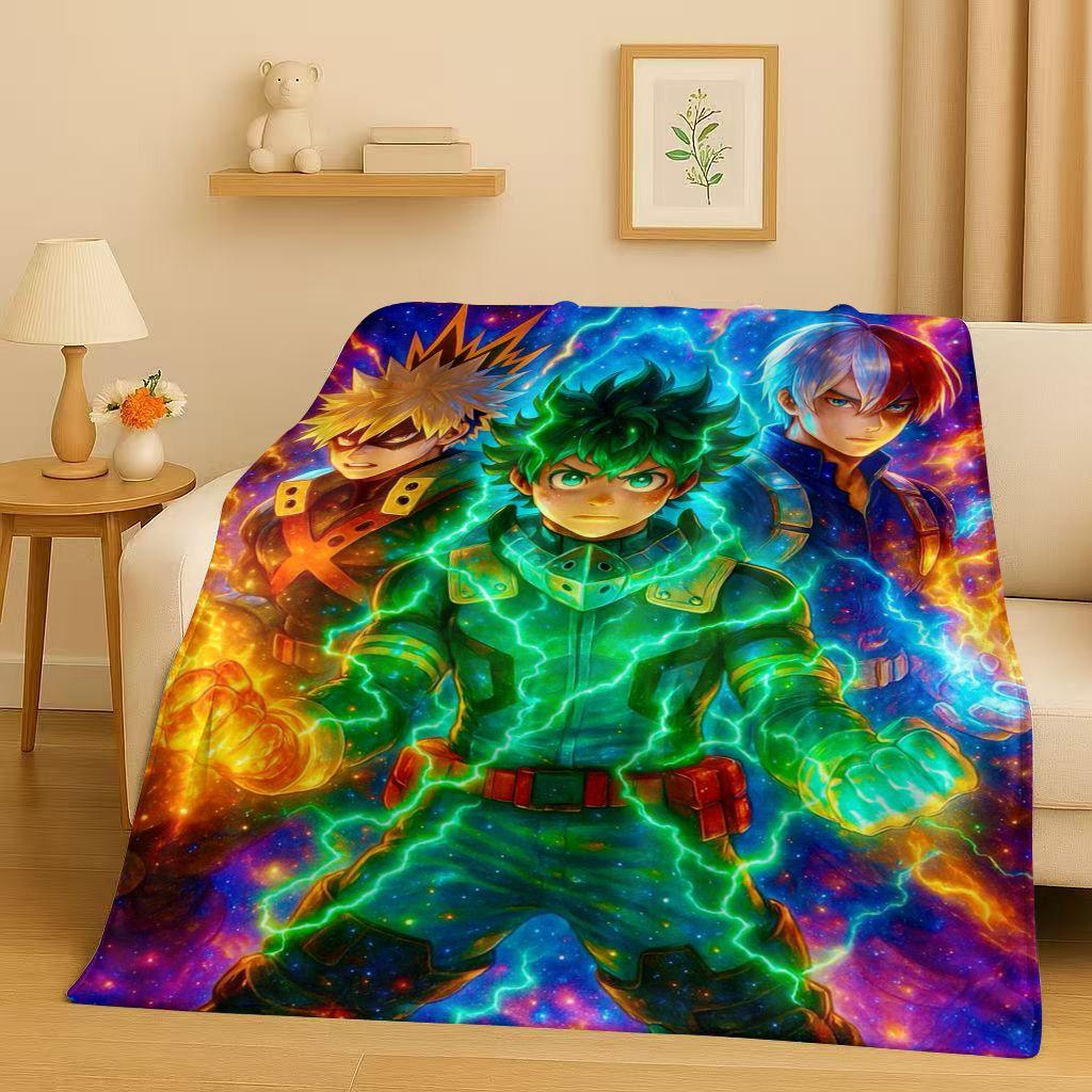 HD Anime My Hero Academia Bakugou Deku Cartoon Flannel Blanket,Ultra Soft Warm Plush Throw for Home Bedroom Bed Sofa Cover Kids