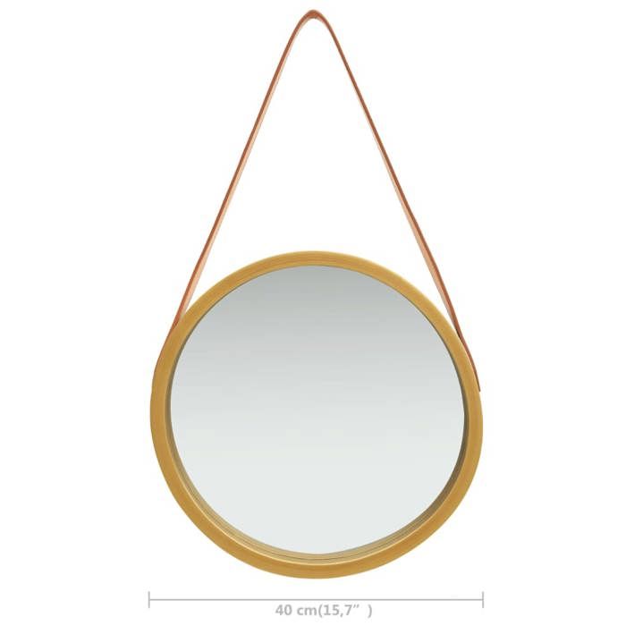 VidaXL Miroir mural avec sangle 40 cm Doré 320361