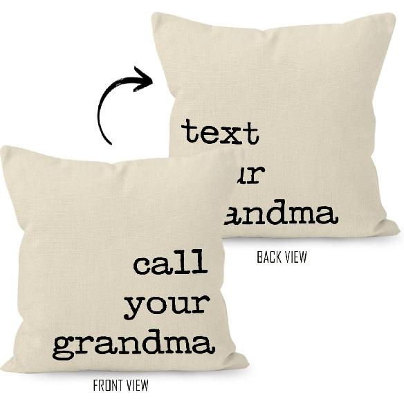 Call Text Your Grandma Reversible Linen Throw Pillow Covers 18 X 18 Inch, Grandchildren Freshman Graduation Gifts Decorative Pillow Covers for