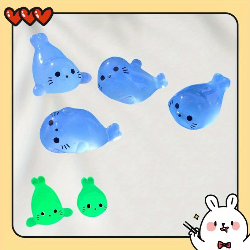10pcs Luminous Mini Seal Resin Ornament - Simulation Miniature Luminous Seal Luminous Ocean Small Animal DIY Creative Ornament